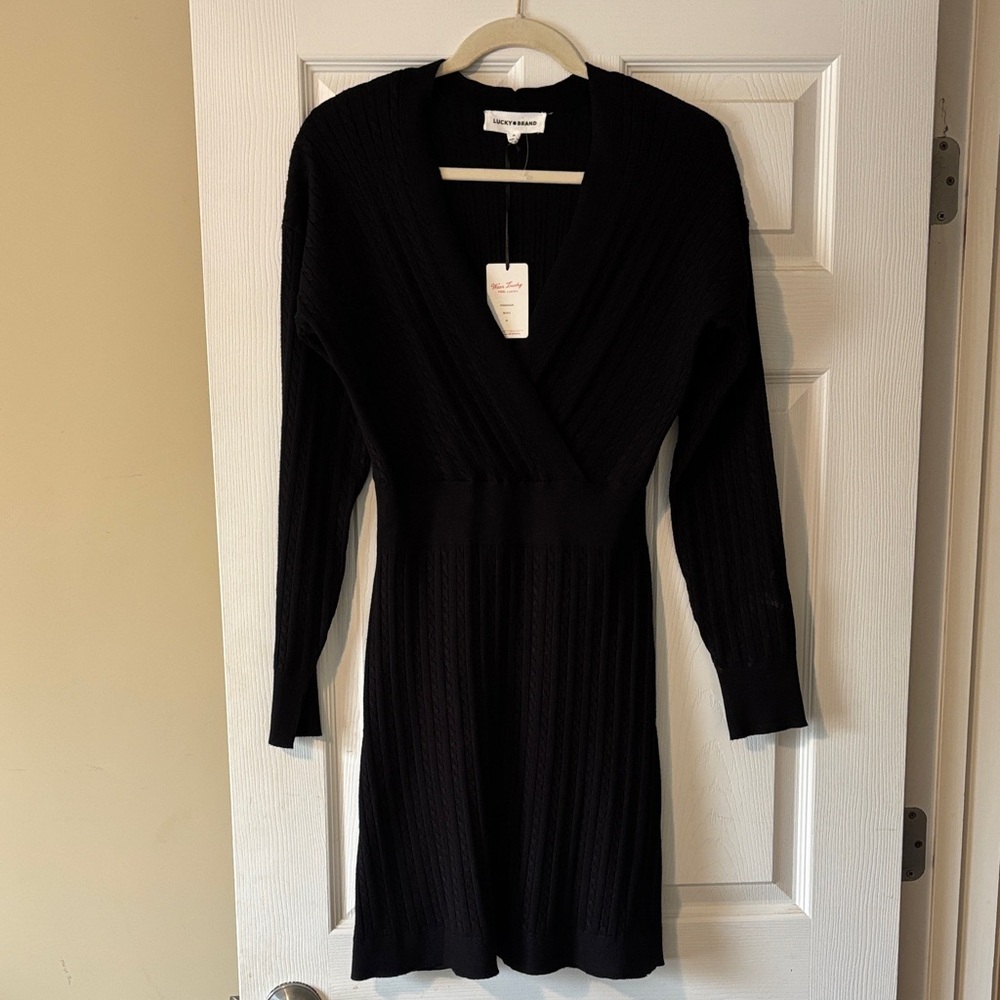 Lucky Brand Black Long Sleeve Dress NWT, M